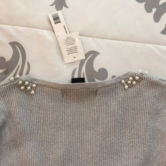 Powder Silver Grayish Beaded Sweater - Picture 3 of 3